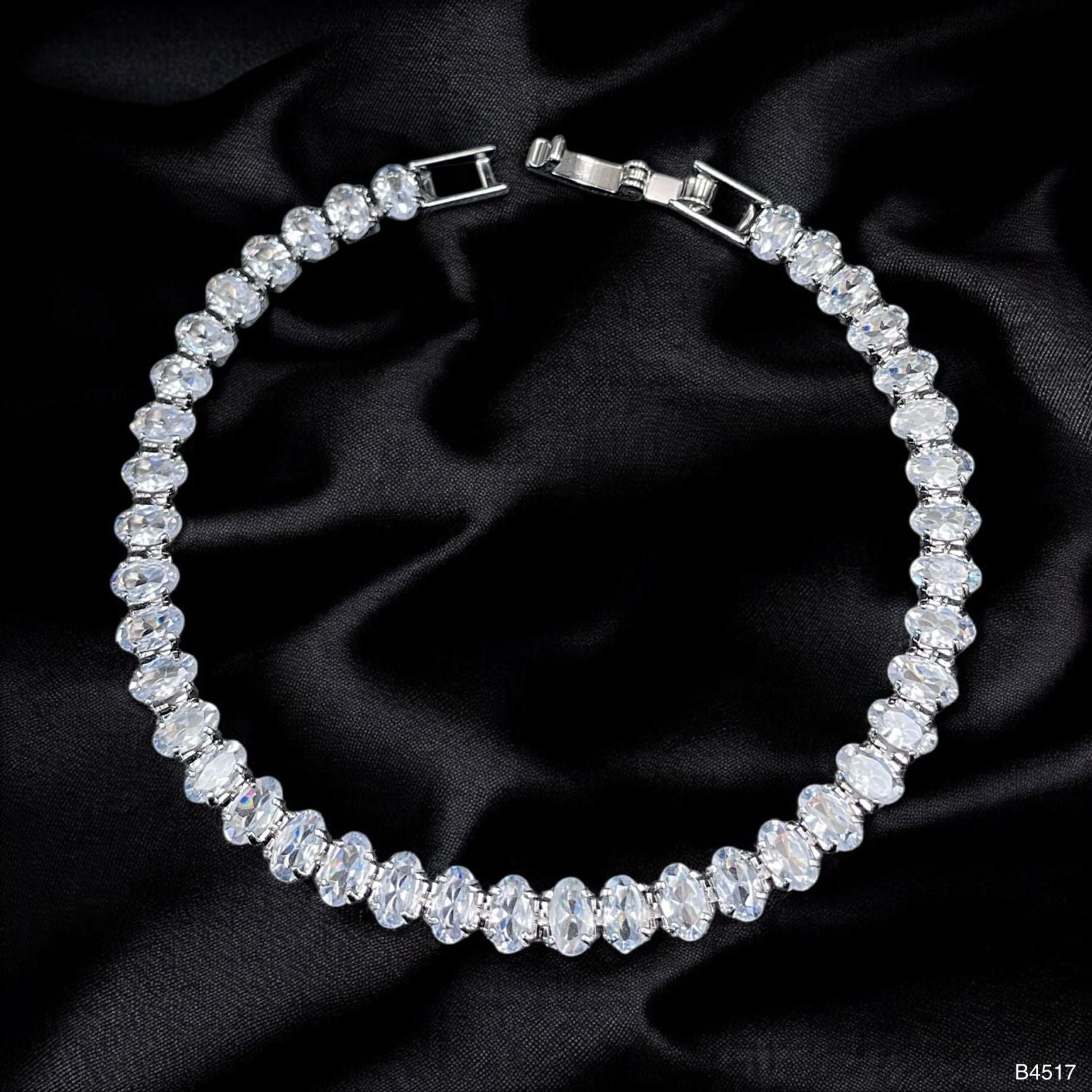 Oval Solitaire Silver White Cubic Zirconia Tennis Bracelet Women Bulk