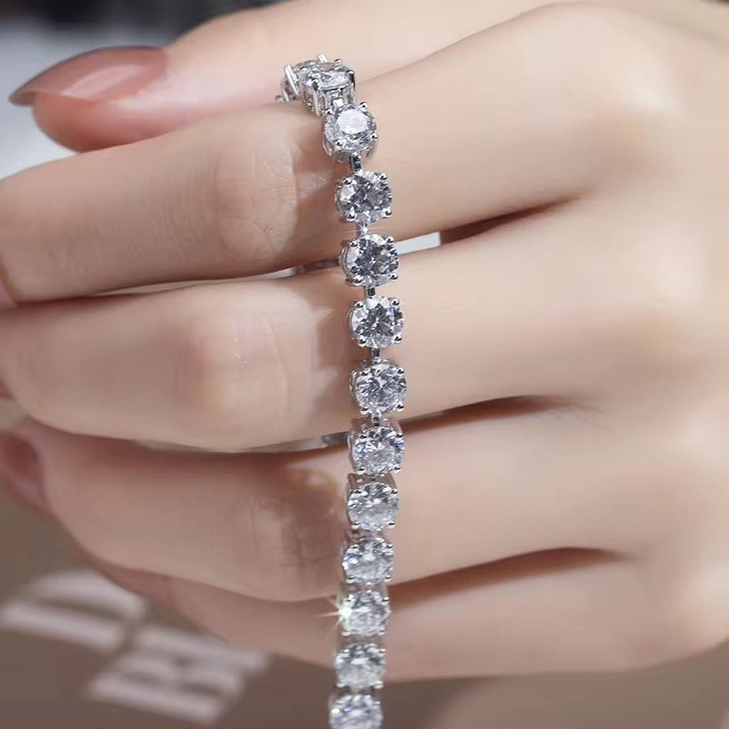 Oval Solitaire Silver White Cubic Zirconia Tennis Bracelet Women Bulk