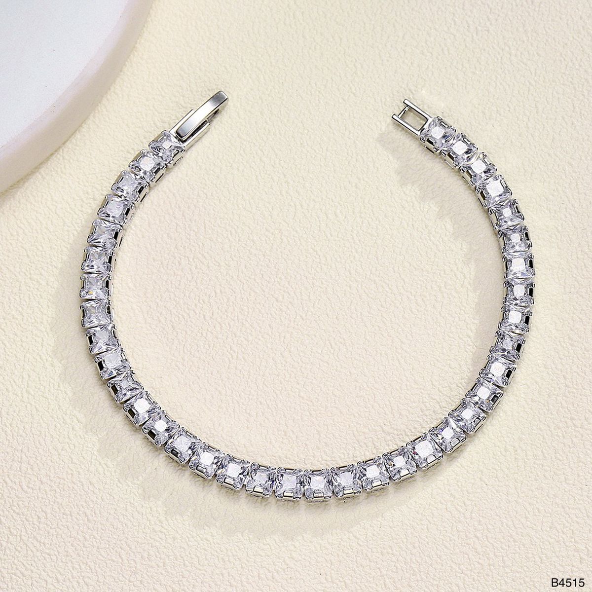 Round Solitaire Silver White Cubic Zirconia Tennis Bracelet Women Bulk Main image