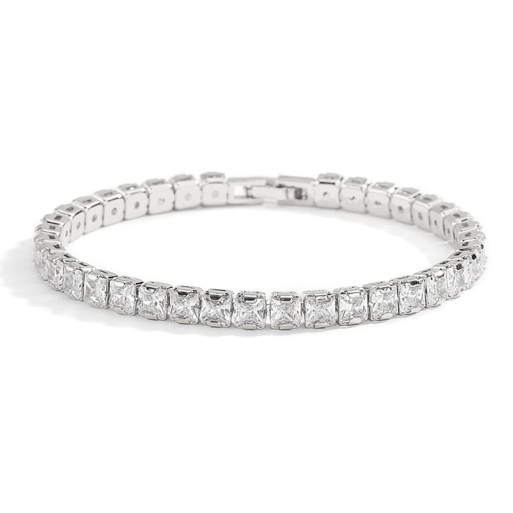 Round Solitaire Silver White Cubic Zirconia Tennis Bracelet Women Bulk