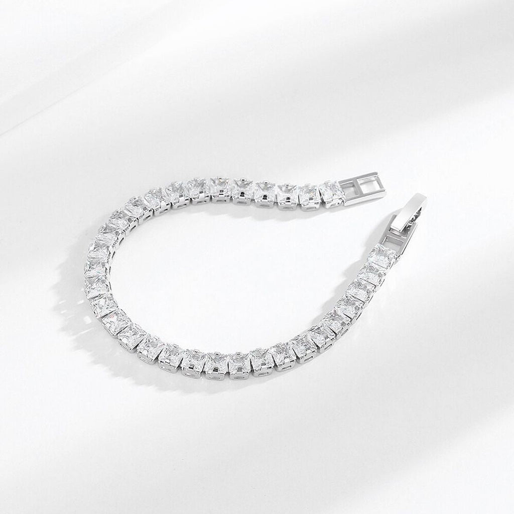 Round Solitaire Silver White Cubic Zirconia Tennis Bracelet Women Bulk