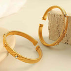 Clover Flower CZ 18K Gold Anti Tarnish Snake Cuff Kada Bracelet Bulk
