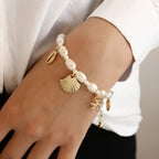 Star Fish Shell Charm Pearl White 18K Gold Anti Tarnish Bracelet Bulk