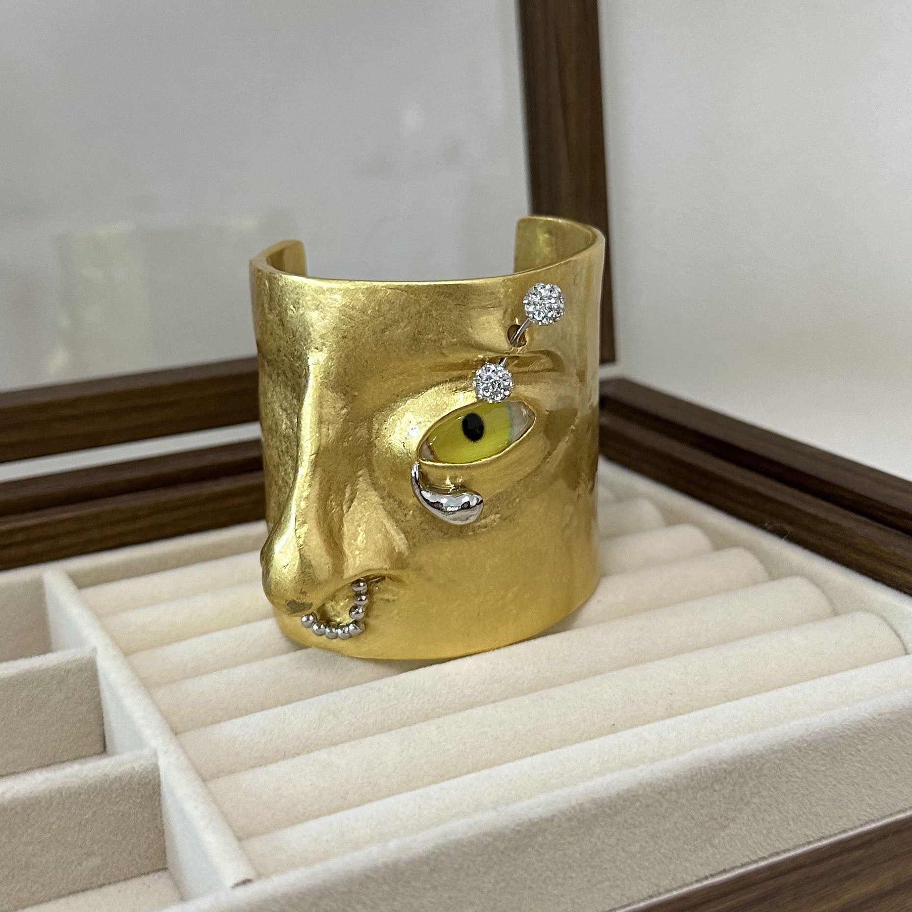 Face Yellow 18K Gold Cuff Kada Bracelet For Women Main image
