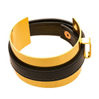 Stylish 18K Gold Black Leather Kada Bracelet For Women Bulk