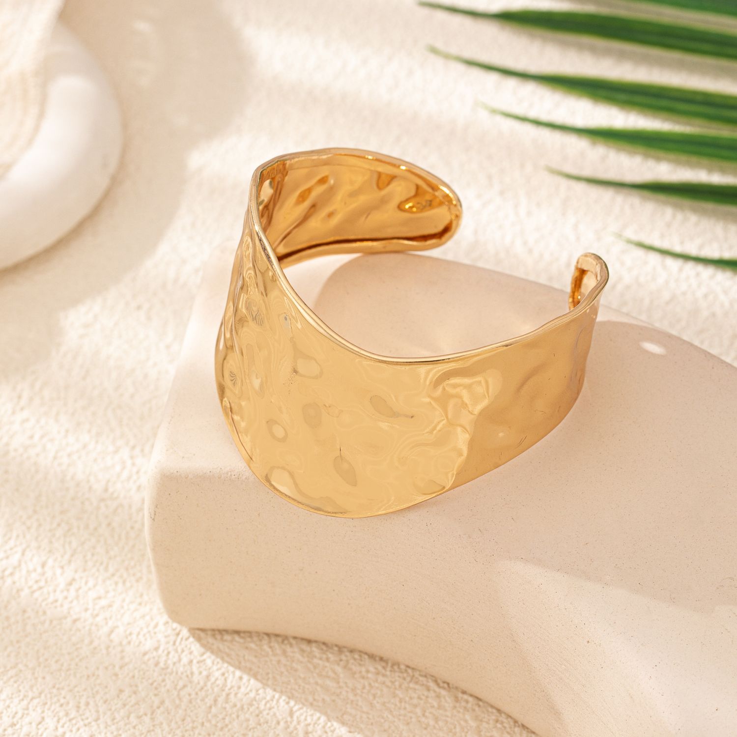 Wave Beaten 18K Gold Cuff Kada Bracelet For Women Bulk