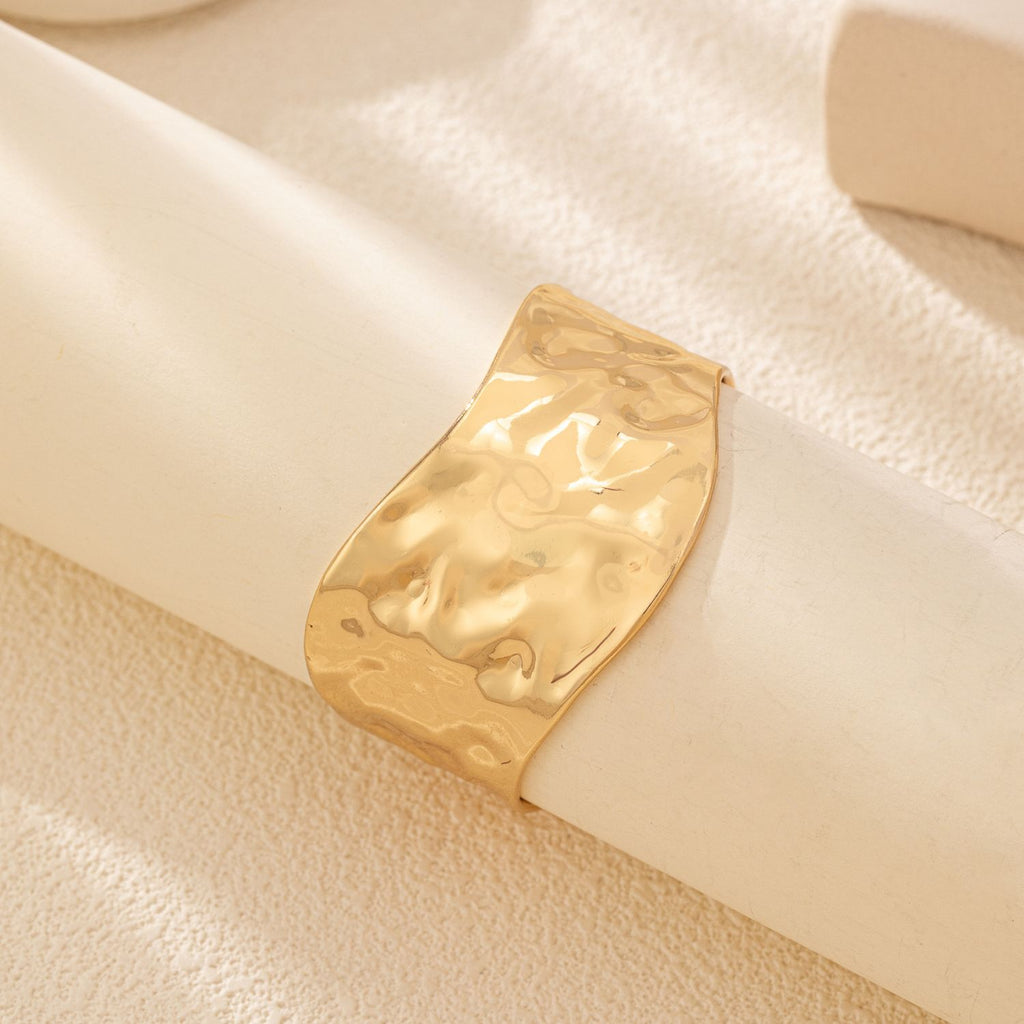 Wave Beaten 18K Gold Cuff Kada Bracelet For Women Bulk