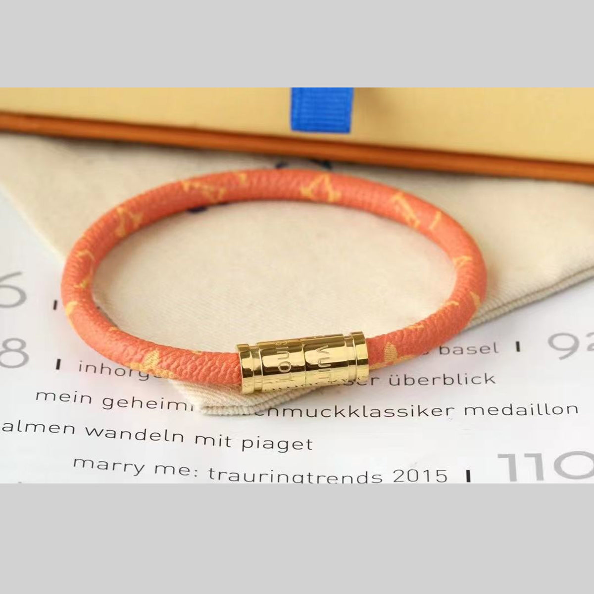 Charm Stainless Steel Leather Silver Orange Wrist Band Bracelet Bulk Main image