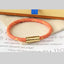 Charm Stainless Steel Leather Silver Orange Wrist Band Bracelet Bulk