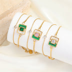 CZ White Green Malachite Gold Anti Tarnish Snake Chain Bracelet Bulk