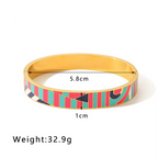 Rainbow Multicolour Enamel 18K Gold Plated Openable Kada Bracelet Bulk