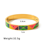 Rainbow Multicolour Enamel 18K Gold Plated Openable Kada Bracelet Bulk