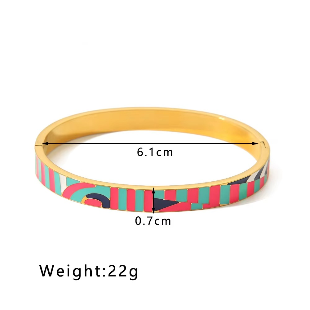 Rainbow Multicolour Enamel 18K Gold Plated Openable Kada Bracelet Bulk