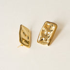 Biscuit Dented 18K Gold Stainless Steel Anti Tarnish Stud Earring Bulk