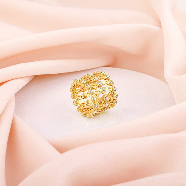 18K Gold Silver CZ Adjustable Free Size Bracelet Cum Ring Bulk