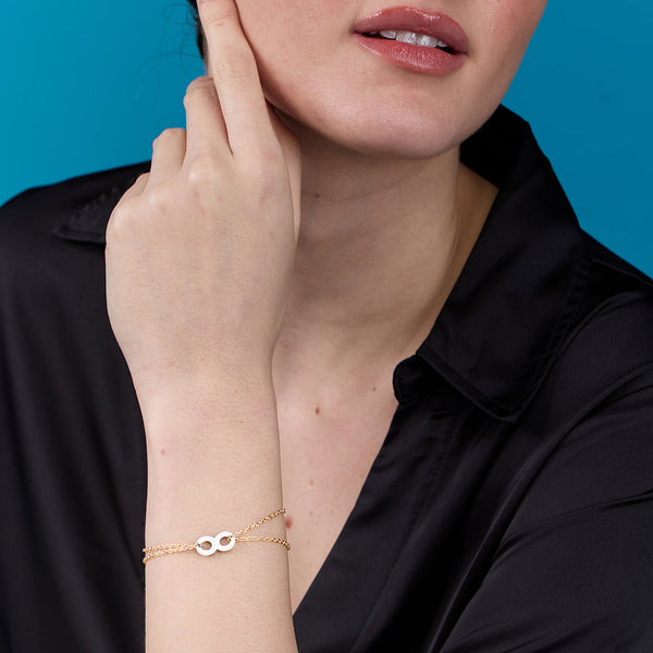 Minimal Infinity Charm Rose Silver Gold Anti Tarnish Brass Bracelet Bulk Main image