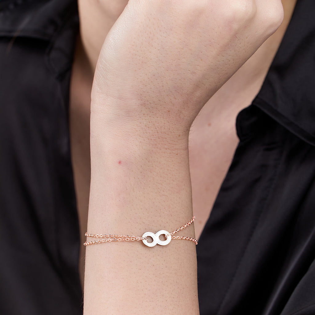 Minimal Infinity Charm Rose Silver Gold Anti Tarnish Brass Bracelet Bulk