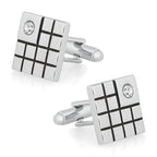 Black Silver Diamond Checks Cufflinks In Box Bulk