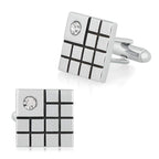 Black Silver Diamond Checks Cufflinks In Box Bulk