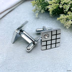 Black Silver Diamond Checks Cufflinks In Box Bulk