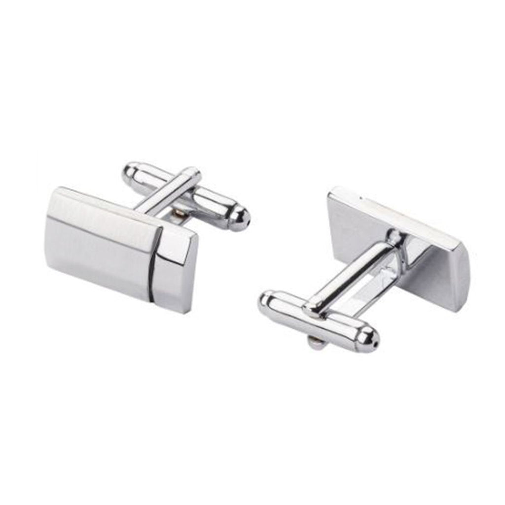 Rectangle Silver Matte Cufflinks In Box Bulk