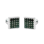 Square Black Invisible Setting Cufflinks In Box