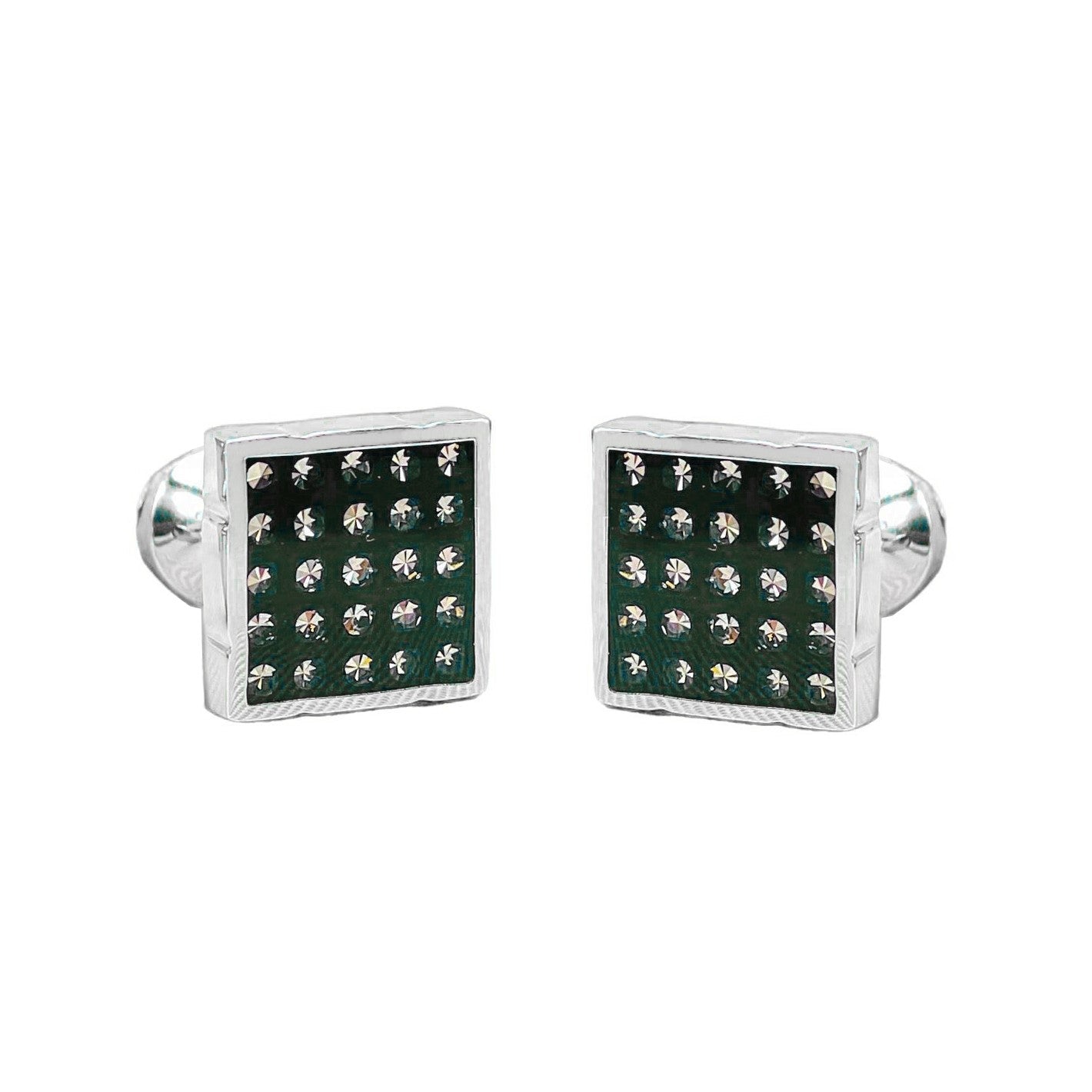 Square Black Invisible Setting Cufflinks In Box