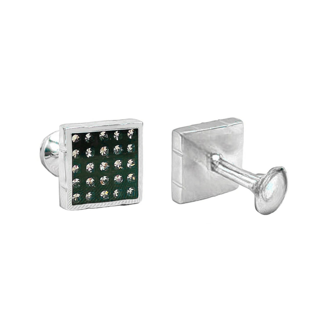 Square Black Invisible Setting Cufflinks In Box