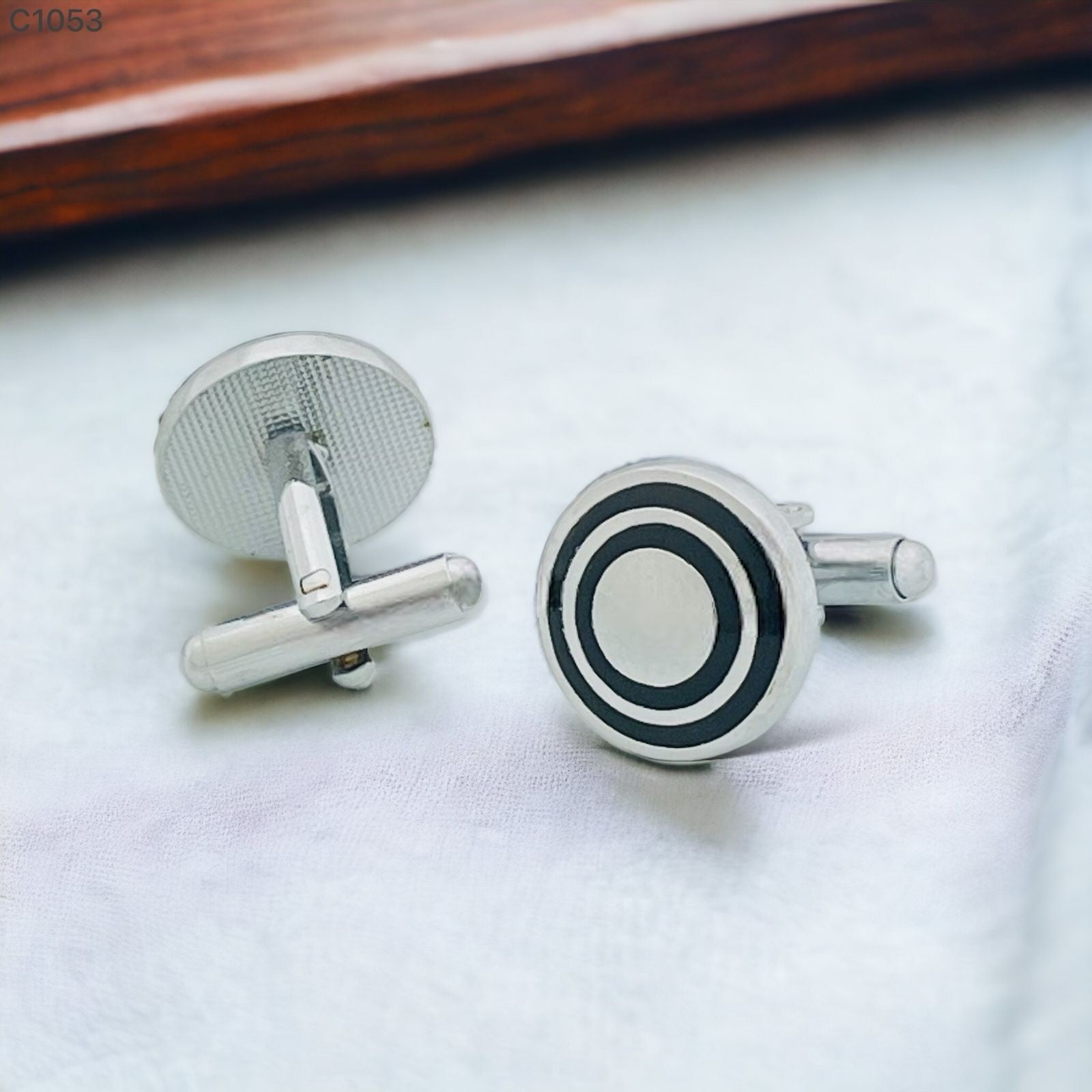 Round Black Target Cufflinks In Box Bulk