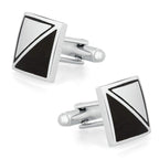 Square Black Silver Cufflinks In Box Bulk
