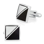 Square Black Silver Cufflinks In Box Bulk