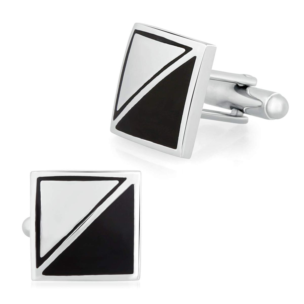 Square Black Silver Cufflinks In Box Bulk