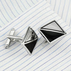 Square Black Silver Cufflinks In Box Bulk