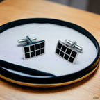 Rectangle Black Checks Cufflinks In Box Bulk