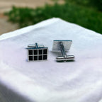 Rectangle Black Checks Cufflinks In Box Bulk