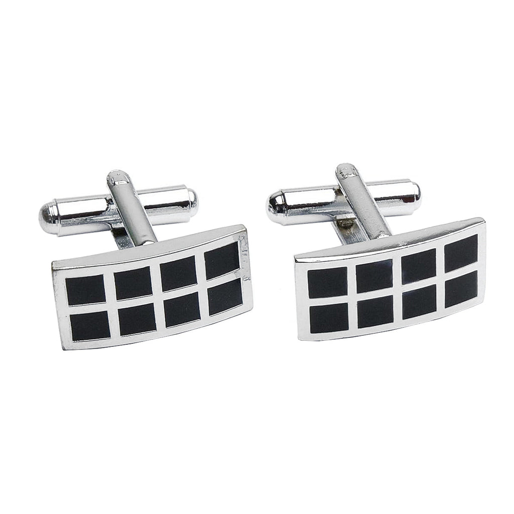 Rectangle Black Checks Cufflinks In Box Bulk