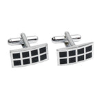 Rectangle Black Checks Cufflinks In Box Bulk