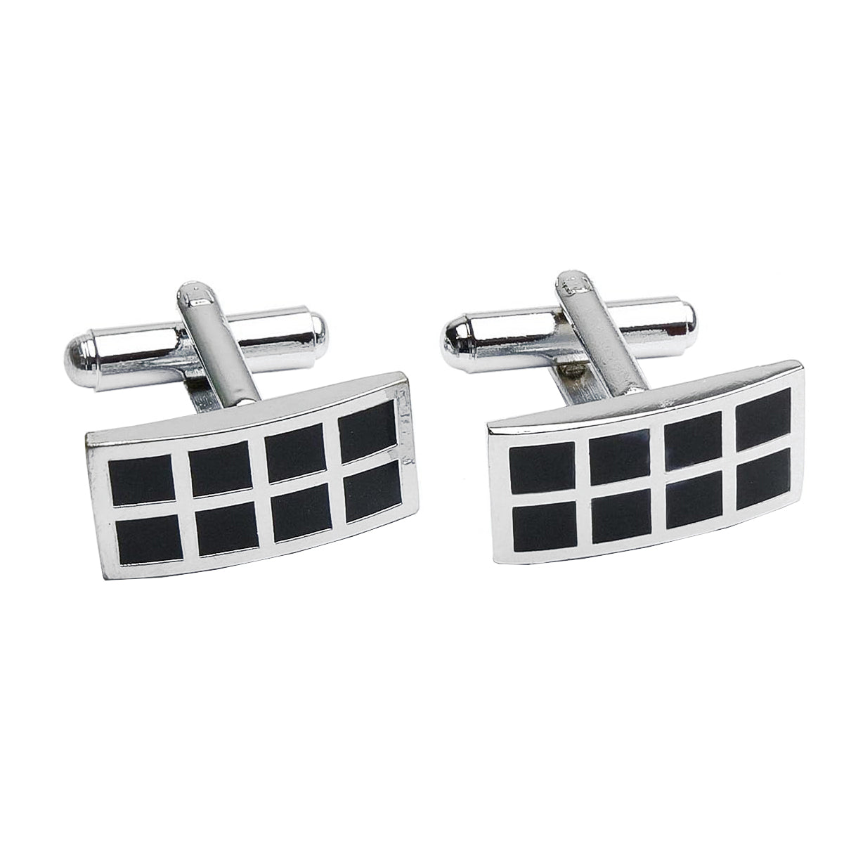 Rectangle Black Checks Cufflinks In Box Bulk