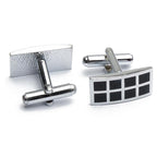 Rectangle Black Checks Cufflinks In Box Bulk