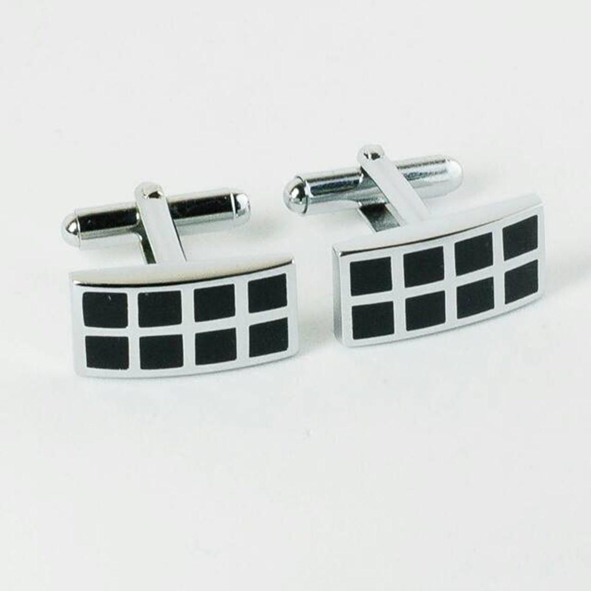 Rectangle Black Checks Cufflinks In Box Bulk