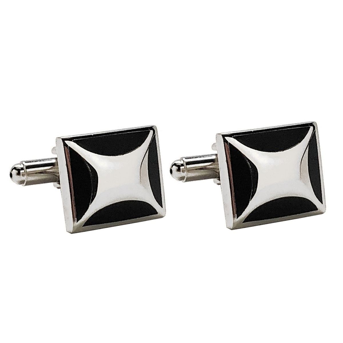 Square Silver Checks Cufflinks In Box Secondary image