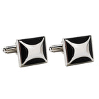 Square Silver Checks Cufflinks In Box