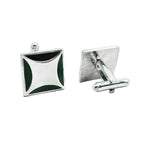 Square Silver Checks Cufflinks In Box