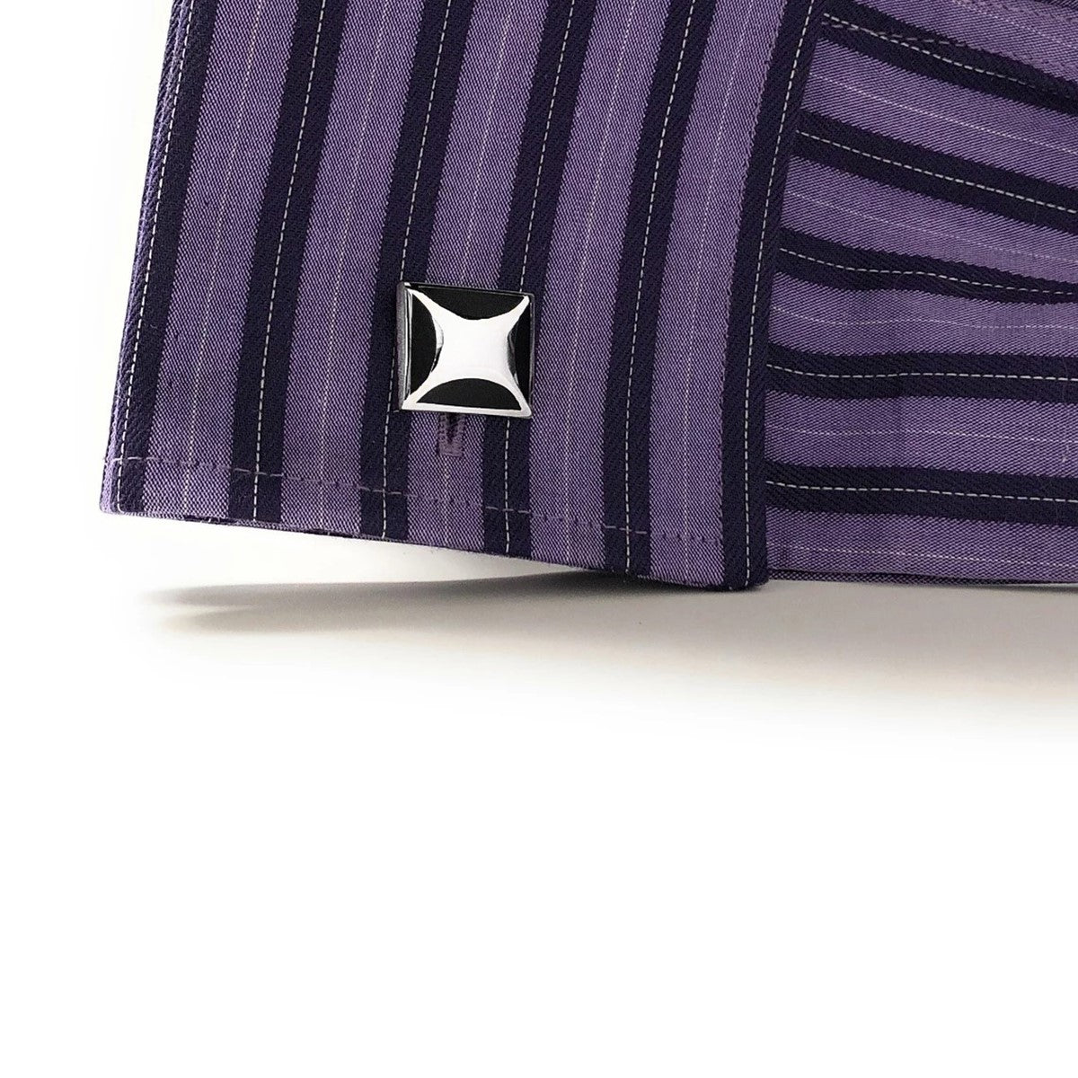 Square Silver Checks Cufflinks In Box