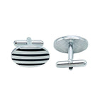 Oval Black Stripes Cufflinks In Box Bulk