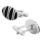 Oval Black Stripes Cufflinks In Box Bulk