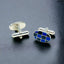 Oval Blue Checks Cufflinks In Box