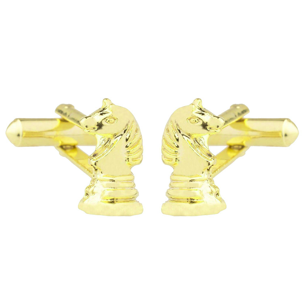 Fancy Gold Horse Chess Cufflinks In Box