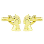 Fancy Gold Horse Chess Cufflinks In Box