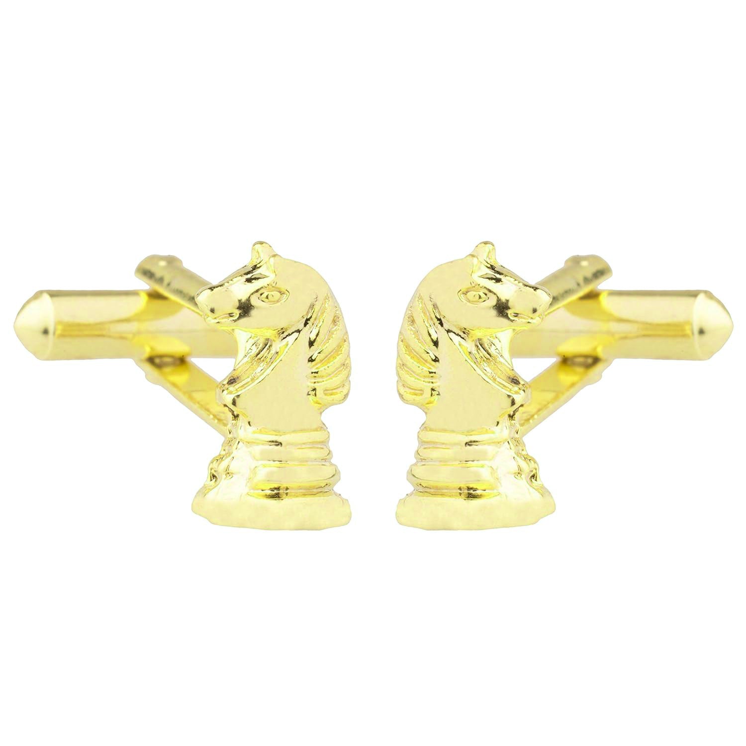 Fancy Gold Horse Chess Cufflinks In Box